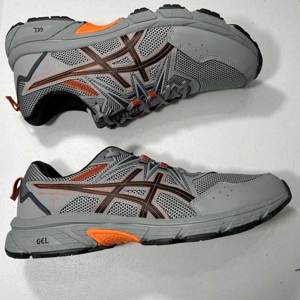 Asics Gray and Orange Gel-Venture 8 Running Sheet Rock Habanero Shoes Sz 13 SB-